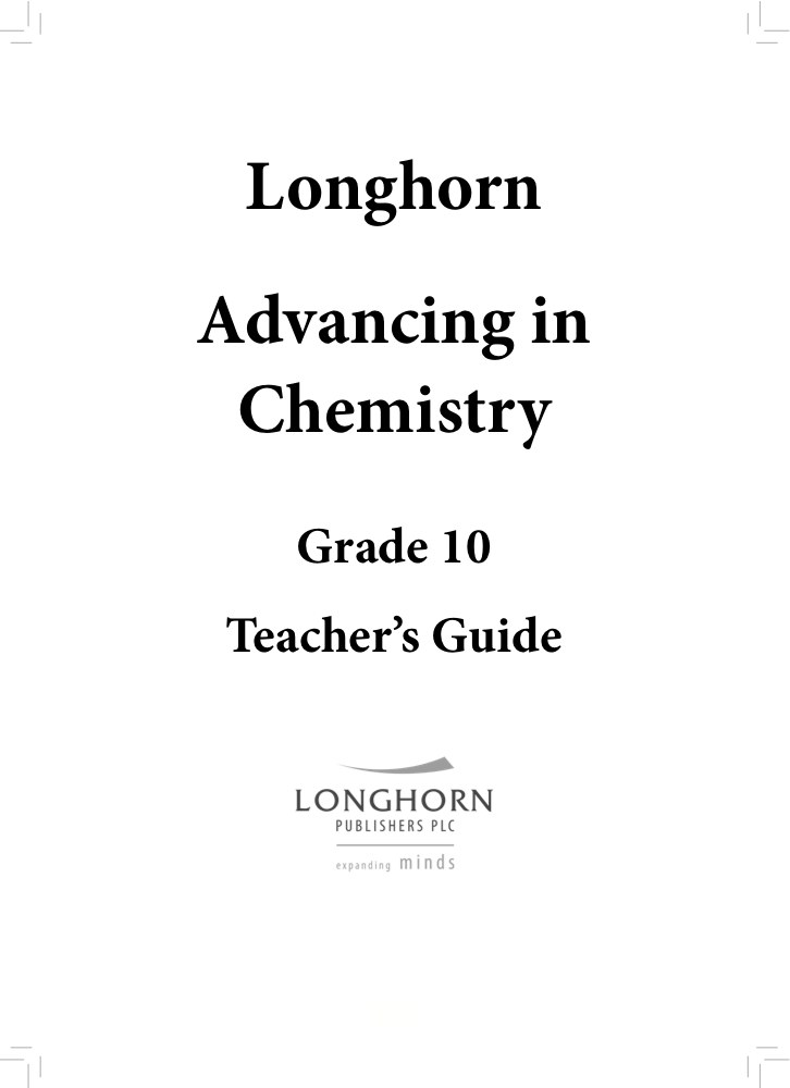 Chemistry Grade 10 Teacher's Guide