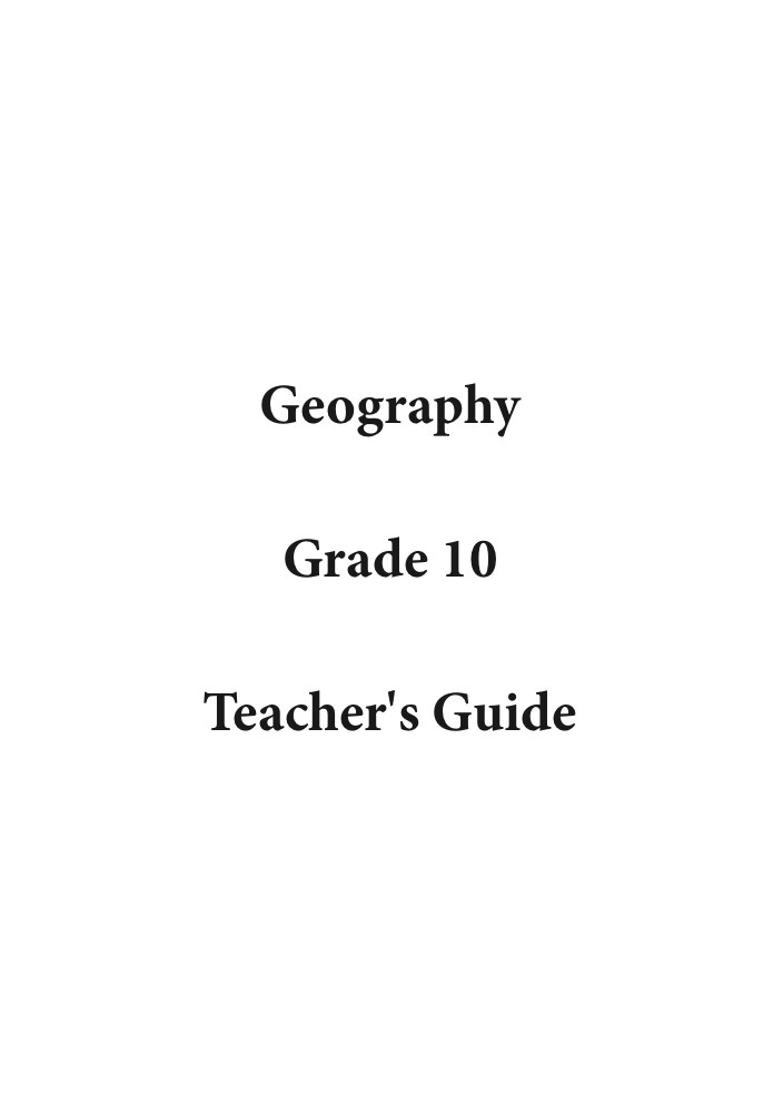 Geography Grade 10 Teacher's Guide