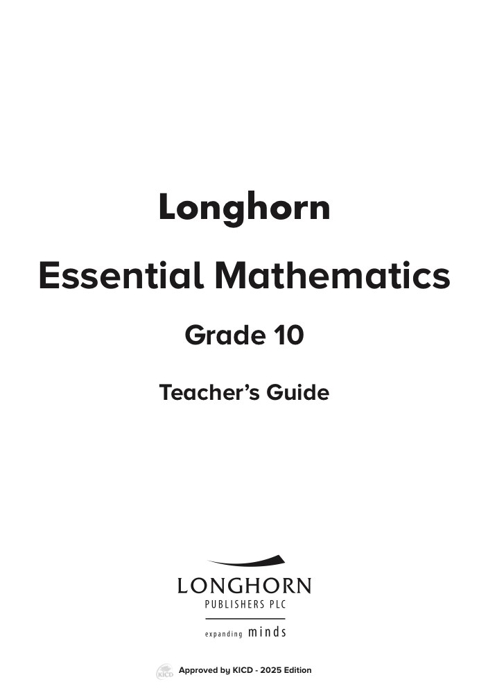 Essential Mathematics Grade 10 Teacher's Guide
