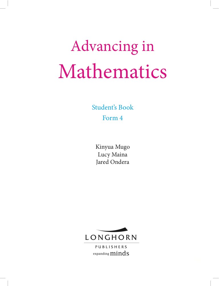 Advancing in Mathematics – Form 4