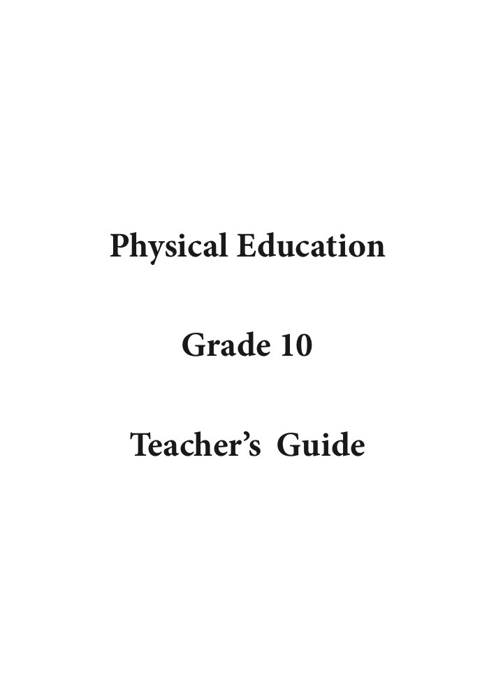 Physical Education Grade 10 Teacher's Guide